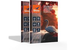 BLUE SWAN Matt Fotopapper A4, 200 g/m², 100 Ark, Dubbelsidigt | Låg reflektion; för bläckstråleskrivare samt foton, presentat