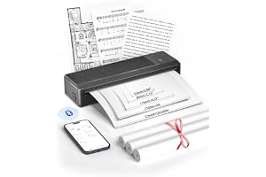 BORN4SHIP Termisk skrivare A4, P83 bärbar mobil skrivare kompatibel med iOS och Android med 3 rullar termopapper, Bluetooth t