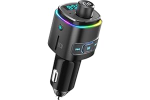 NULAXY FM Transmitter für Auto, Bluetooth V5.0 mit QC3.0 & 7 LED Farblicht, Wireless Radio Adapter mit Dual USB Ports, Unterstützt Freisprechanlage, TF Karte, USB Sticks NX09