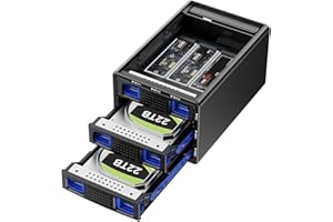 CENMATE Hybrid 2 x 3.5 RAID HDD+3*M.2 NVMe obudowa z wentylatorem do 2.5/3.5" SATA HDD/SSD i 2230/42/60/80/110 z kablem USB A/C 3.2 Gen 2, obudowa dysku twardego obsługuje 63 TB