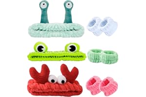 DALAETUS 9 Pezzi Set Fascia per Lavare il Viso, Spa e Polsi, Fascia per Capelli per Trucco Morbide, Elastica, Simpatici Accessori per Doccia e Cura della Pelle