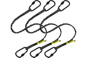 BEARTOOLS Premium Quality Dual Carabiner Tool Lanyard – Safety Fall Protection – Aluminium Screw Lock – Twin Locking Attachments - Ultra-Sturdy Tool Leash – Reflective Hi Visibility - 3 Foot (Black 3PK)