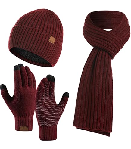 Strick-Set Mütze, Schal & Handschuhe Für Frauen & Männer – Warmes Winter-Outfit