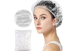 CKCSHI 100 Pcs Shower Caps Disposable, Waterproof Hair Caps, Waterproof Shower Cap, shower cap for women, Plastic Shower Caps for Hair Treatment for Salon, Spa, Travel, Home Use, Hotel, Shower