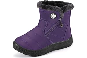 GAATPOT Stivali da Neve Ragazzi Ragazze Scarpe Invernali Bambini Fodera Calda Stivali Piatto Impermeabili Stivaletti Morbide Antiscivolo