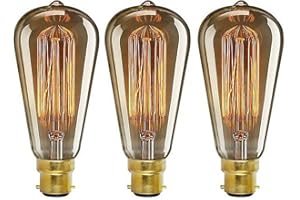 onepre Pack of 3 Vintage Edison Light Bulb BC B22 Bayonet 40W Retro Decorative Filament Light Bulb Dimmable