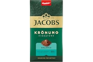 ‎JACOBS Jacobs Filterkaffee Krönung Balance, mittlere Röstung, Kaffee gemahlen, geröstet in Deutschland, ideal für Filterkaffeemaschine & French Press, Intensität 5/10, 500 g