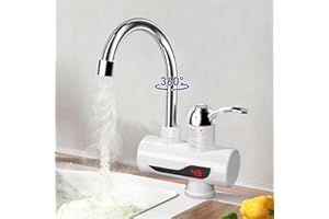 BEIBIJIO Rubinetto Elettrico Acqua Calda Istantaneo, LED Rubinetto Cucina Riscaldante, 3000W 30-60℃ Rubinetto Elettrico con Scaldabagno Istantaneo, 360° Rubinetto Acqua Calda e Fredda per Roulotte da Orto