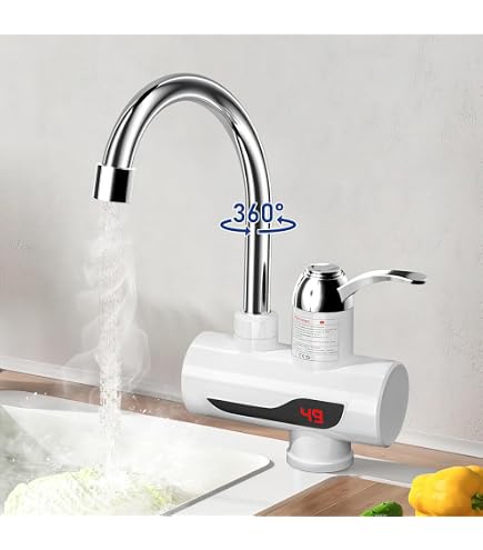 Rubinetto Elettrico Scaldacqua Istantaneo YAOPIU, 3000W, Display LED, Per Bagno E Cucina, 220V, Acciaio Inox