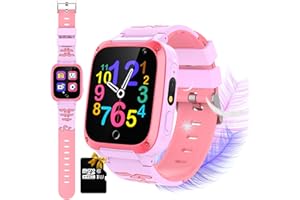 Retysaz Kids Smart Watch 16 Game Smart Watch for kids pedometer HD Cameras pedometer Smartwatches for Children 3-14 Gifts To Girls Boys Electronic Learning Toys(Pink)