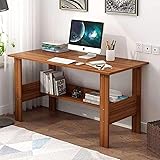 Lukzer Engineered Wood Computer Desk with One Tier Shelves Laptop Study Table for Office Home Workstation Writing Modern Desk