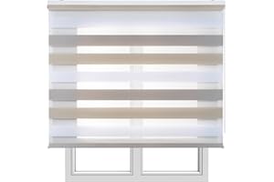 Estores Enrollables Noche y Día Elegantes con Tejido de Doble Caída para Puertas y Ventanas, Estor Noche y Dia de Fácil Instalación con Filtrado de Luz Ajustable STORESBASIC Tricolor 140x250