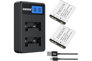 ENEGON Batterie pour NP-45 NP-45A NP-45B NP-45S (1200mAh 2-Pack) et kit de Chargeur Compatible avec Fujifilm INSTAX Mini 90 Olympus Li-40B Li-42B Nikon EN-EL10 Fuji FinePix J10 J15 J100 J110w