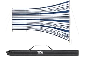 TRAIL OUTDOOR LEISURE Trail Wooden Windbreak with Bag, Tall Windbreaker Sun Shelter Privacy Screen with Metal Spikes, Outdoor Camping Festival Garden (5 Pole: 3.6m x 1.25m or 7 Pole: 5.4m x 1.25m)