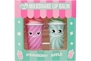 Tinc Milkshake Lip Balms for Kids Flavoured Fruity Scents, Strawberry, Apple, Keeps Lips Moist, Party Bag Treat, Two Flavours