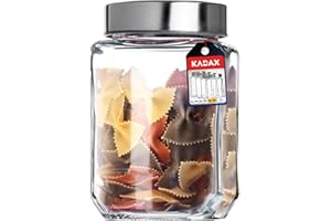 KADAX Tarro de almacenamiento, recipiente de cristal con tapa de plástico, recipiente para alimentos de cristal, para pasta, espaguetis, especias, vidrio de conservación, transparente, hermético (700 ml)