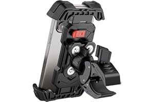 Grefay Uchwyt na telefon komórkowy do motocykla Uchwyt na telefon komórkowy do roweru [2025 Podwójna amortyzacja drgań] Uchwyt na kierownicę do iPhone'a 16 15 14 13 12 Pro Max,smartfon (czarny)