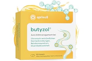‎APRIWELL butyzol® | Bei Reizdarmsyndrom, Divertikelkrankheit, Morbus Crohn, Colitis ulcerosa (1) | klinisch belegte Wirksamkeit (2) | Patentiertes, mikroverkapseltes Butyrat | 60 Kapseln