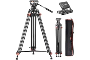 COMAN Treppiede Fotocamera - Cavalletto Fotografico Carico Massimo De 17,6 Lb/8 Kg Girevole a 360° e Inclinazione a +90°/-75°, Treppiede Compatibile Con Teste Dji Rs2/3, Manfrotto