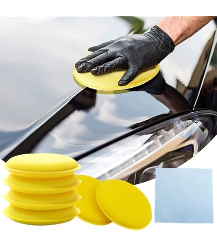 VLYX Lot de 4 applicateurs de Cire en Microfibre Ultra Doux avec Poche pour Les Doigts pour Le Nettoyage de la Voiture et Le Polissage Fin (Gris