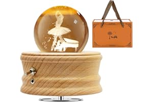 JOIENDY Carillon con Sfera di Cristallo, Rotazione a 360° della Base 3D Palla di Cristallo 70mm Sfera Vetro Lampada a LED Regalo per Natale Compleanno San Valentino della Mamma Decorazione