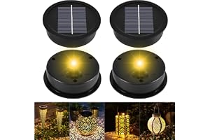 Joycabin Set med 4 reservsolcellade lampor på 8 cm med varmvitt LED - Vattentät solcellsskydd IP65 - Reservsolpanel för solce