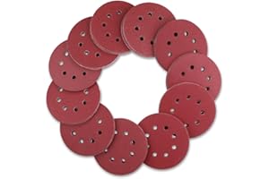 DEKOPRO 150 PCS Sanding Discs 5 Inch/125mm 8 Holes Sandpaper Set 60, 80, 100, 120, 150, 180, 240, 320, 400, 600 Grits Round Sandpaper for Random Orbital Sander