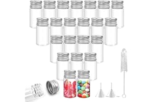 JiangLin 40 Stück Reagenzgläser mit Schraubverschluss Aus Aluminium,10ml kleine Glasflasche Glas,Klare Flüssigkeitsprobe Fläschchen Flaschen mit 2 Trichter und Reinigungsbürste,Tierhaar-Gedenkflasche