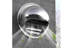 KDDEON 304 Stainless Steel Air Vent Covers,Exterior Wall Air Outlet Chimney Cowl Cap,Range Hood Exhaust Pipe Chimney Rain Cap,Windproof Protector Cap Ending,for Bathroom, Kitchen (180mm/7.1in)