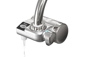 iSpring DFGB1S Filtro de Agua para Grifo con una Vida Útil de 600L, Pantalla Digital, Sistema de Filtración de Bloque de Carbón, Reduce el 99% de Cloro y Mal Sabor