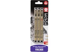 SAKURA Pigma Micron zestaw 3 blistrów, rozmiar 03, 05 i Graphic 1, BLXSDK3CS, czarny, 3 długopisy