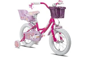 JOYSTAR Einhorn 12/14/18 Zoll Kinderfahrrad für 3-8 jährige Mädchen, Kinderfahrrad mit Puppenradsitz & Stützrädern& Korbstreamer, 18 Zoll mit Stützrädern&Kickstand