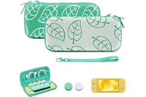 JINGDU Carry Case for Switch Lite 4in1, Hard Shell Protective Storage Case, Switch Game Travel Bag with 8 Game Card Slots,Hand Strap,Screen Protector,Keycap Caps, Animal Crossing