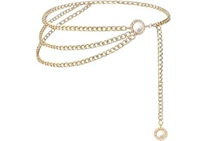 DTWAWA Multi Layer Waist Chain, Adjustable Rhinestone Chain Belt for Dress for Women