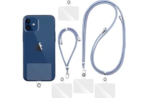 Olliwon Tour de Cou Telephone et Poignet Universelle (2 Pièces), Cordon de Collier Lanière Réglable Compatible avec Coque de Téléphones Portables pour Smartphone, Bleu Clair