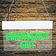BlueBeems Green LED Light Sign Board - EMERGENCY EXIT I Ultra Brightness Acrylic Body Hanging Boards I Unbreakable, Scratch Resistant I for Hotel Home Mall Hospital Bank Office I 12X6 Inch - Set of 1