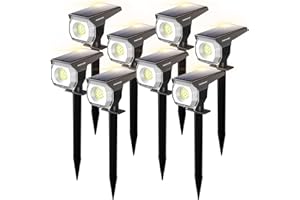 WeBeqer Faretti Solari A Led Da Esterno,18LED Luci Solari Da Giardino, 300LM Luci Da Esterno Giardino, IP67 Impermeabile,Luce Fredda 6500K Per Cortile,Recinzione,Sentiero,Giardino,Vialetto,8 Pezzi