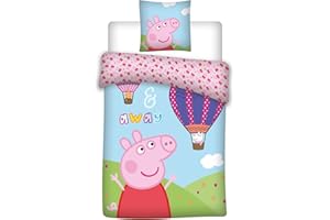 Peppa Pig Bed Linen and The BalloonDuvet setPillowcase 40 x 60 cm + Duvet Cover 100 x 135 cm 100% Cotton Oeko-TEX100x135Multicolore