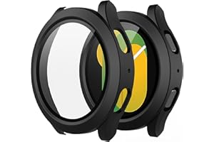 Piuellia 2-Pack Hard PC Protective Case with Tempered Glass Compatible with Samsung Galaxy Watch 5 Galaxy Watch 4 40mm, All Around Cover with Screen Protector for Galaxy Watch5/4, Black