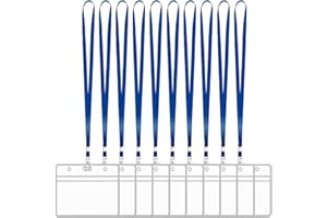 XHDA Blue 10PCS Lanyards for Neck with 10PCS Card Holder, Lanyard with Clear Card Holder, Lanyard and Plastic Card Holder for ID Card and Staff