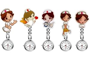 Avaner 5/6 Pcs Montre Infirmiere Silicone Dessin Infirmiere Anime Montre Enfant a Quartz Montre Broche pour Femme Fille
