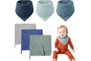 YUZHEDM 6 stycken haklappar baby bomull halsduk för unisex flickor och pojkhaklappar baby muslin triangelhalsduk absorberande justerbar för spädbarn småbarn