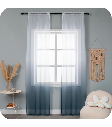 GIRASOLE HOME Coppia Tende Voile Trasparenti Effetto Lino Tenda per