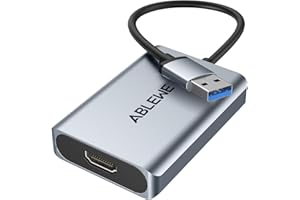 ABLEWE USB zu HDMI Adapter, Upgraded Aluminium HDMI zu USB 3.0 Audio Video Grafik Konverter Kabel für PC Laptop Monitor Projektor TV, 2.0-auf-Adapter Mac OS, Windows 10/8.1/8/7