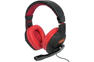 Konix Drakkar Casque Gaming Filaire Skáld pour PC - Haut-parleurs 50 mm - Microphone Flexible - Câble 1,5 m - Prise Jack 3,5 mm - Noir et Rouge