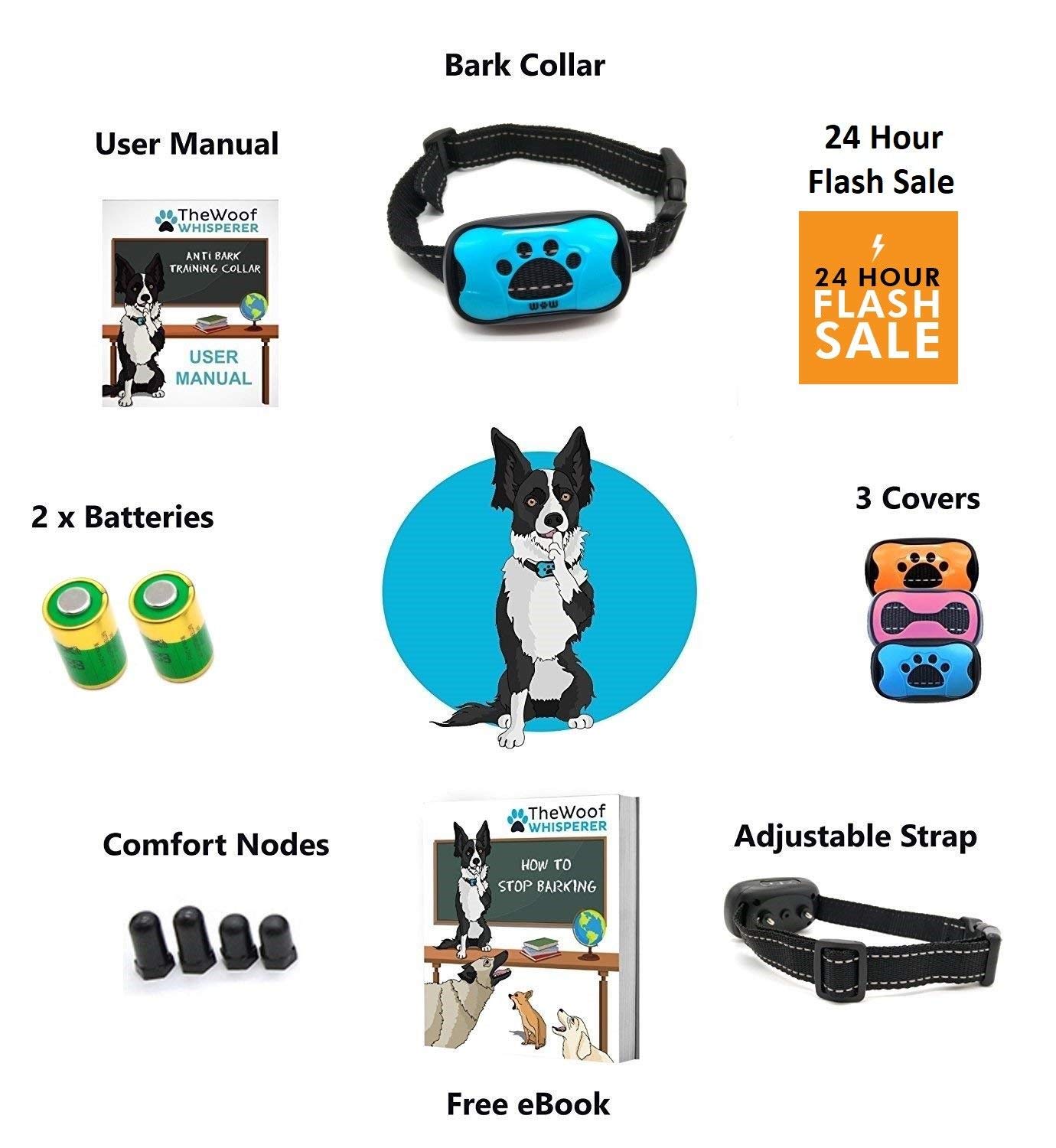 Anti Bark Dog Collar STOP BARKING No Shock Vibration Sound Training Collar HUMANE & SAFE
