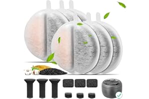 MUKKELA Filtri di ricambio per fontanelle (6 confezioni), carbone attivo e resina a scambio ionico per il filtraggio dell'acqua, filtri di ricambio a schiuma/spugna per fontanelle da 2,5L per cani e gatti