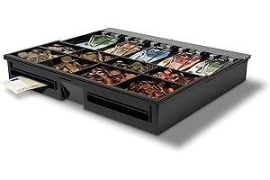 Safescan 4646T Gaveta ajustable para organizar el cajón portamonedas - Gaveta caja dinero con 5 apartados para billetes y 8 para monedas - Compatible con el cajón portamonedas Safescan HD-4646S