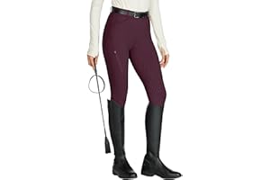 WILLIT Pantalon d'équitation pour femme - Pantalon d'équitation en silicone - Taille haute - Stretch - Avec poche zippée et passants de ceinture