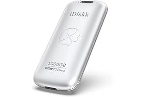 iDiskk Unidad de Estado sólido Externa de 1000GB de hasta 2000 MB/s, Unidad SSD USB 3.2 Gen 2x2 USB-C, Unidad SSD portátil con Cable USB-C, Unidad Flash USB-C de Bolsillo de 2000 MB/s (Plateada)